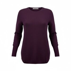 Max Studio 100% Extra Fine Merino Wool Crewneck Medium Purple Capsule Classic
